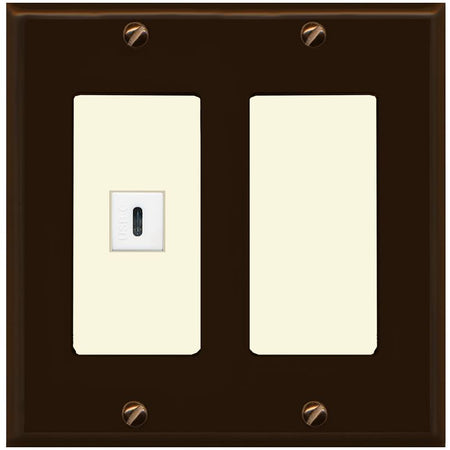 RiteAV USBC Wall Plate - 2 Gang [Brown/Light-Almond]
