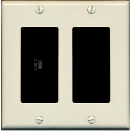 RiteAV USBC Wall Plate - 2 Gang [Light-Almond/Black]