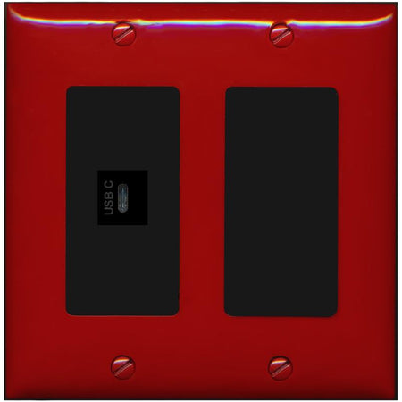 RiteAV USBC Wall Plate - 2 Gang [Red/Black]