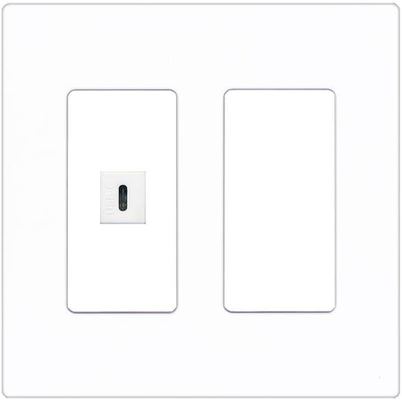 RiteAV USBC Wall Plate - 2 Gang [Screwless White]