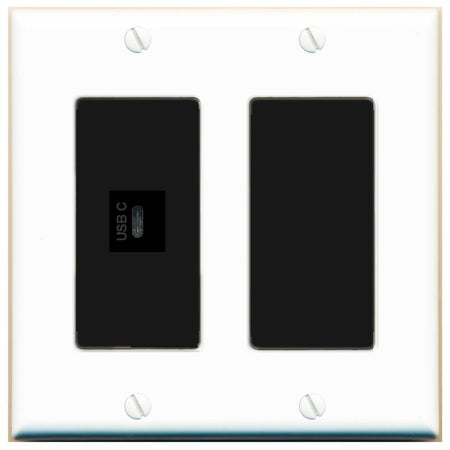 RiteAV USBC Wall Plate - 2 Gang [White/Black]