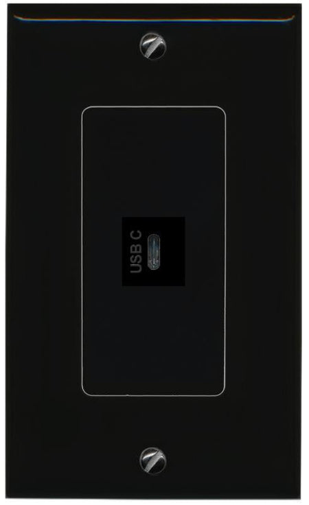 RiteAV USBC Wall Plate - 1 Gang [Black/Black]