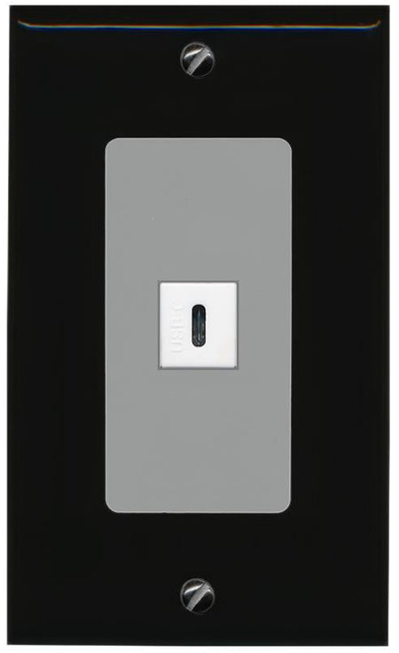 RiteAV USBC Wall Plate - 1 Gang [Black/Gray]