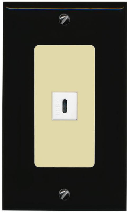 RiteAV USBC Wall Plate - 1 Gang [Black/Ivory]