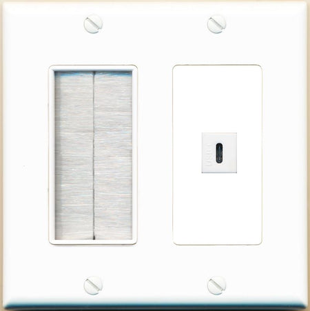 RiteAV USBC Wall Plate - Brush [White]