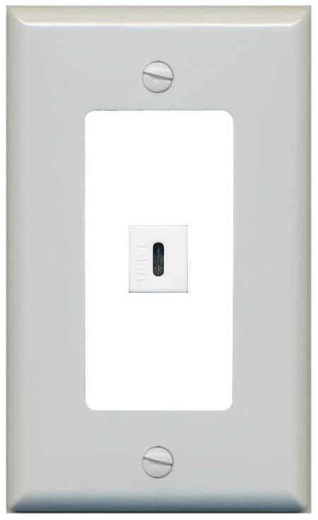 RiteAV USBC Wall Plate - 1 Gang [Gray/White]