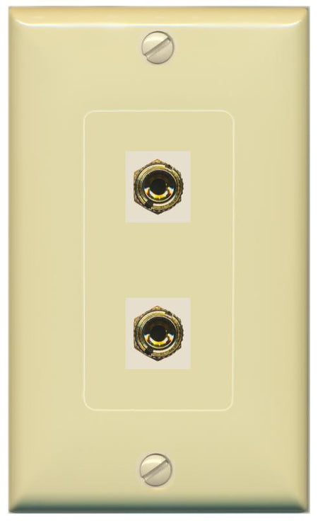 RiteAV 2 Port Banana Keystone Jack Plug (1 Speaker) Binding Post Coupler Wall Plate - 1 Gang [Ivory/Ivory]