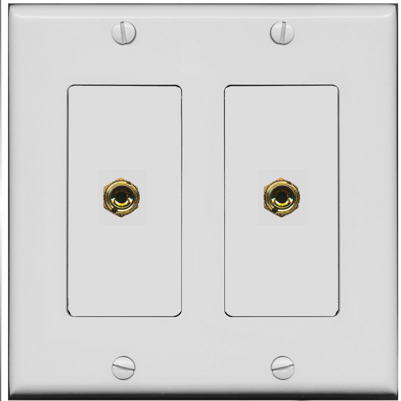 RiteAV 2 Banana 1 Speaker Surround Female Coupler Binding Post Wall Plate - 2 Gang [Gray/Gray]