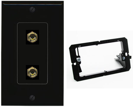 RiteAV 2 Banana 1 Speaker Surround Female Coupler Binding Post Wall Plate - Bracket [Black/Black]