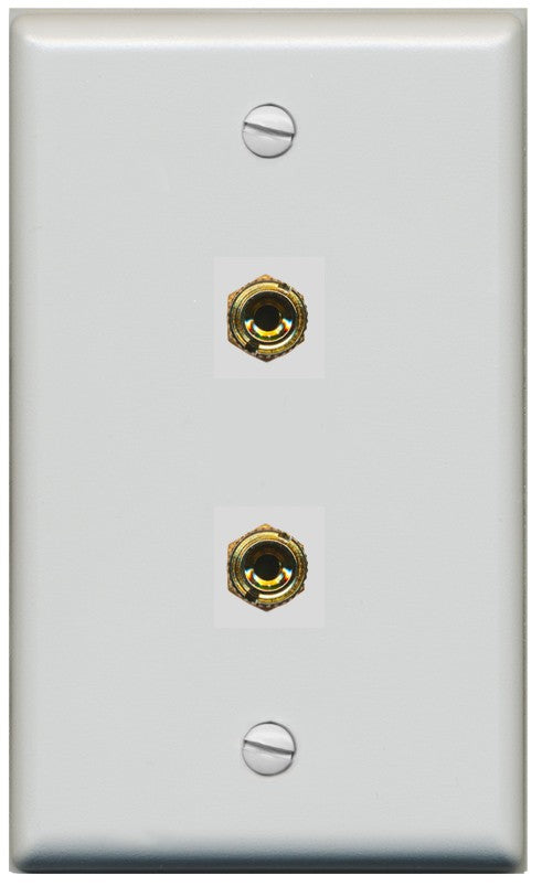 RiteAV 2 Banana 1 Speaker Surround Female Coupler Binding Post Wall Plate - Flat Style [Gray/Gray]