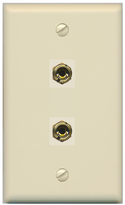 RiteAV 2 Banana 1 Speaker Surround Female Coupler Binding Post Wall Plate - Flat Style [Ivory/Ivory]