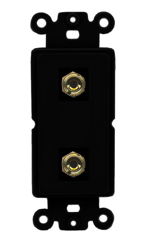 RiteAV 2 Banana 1 Speaker Surround Female Coupler Binding Post Wall Plate - Rocker [Black/Black]