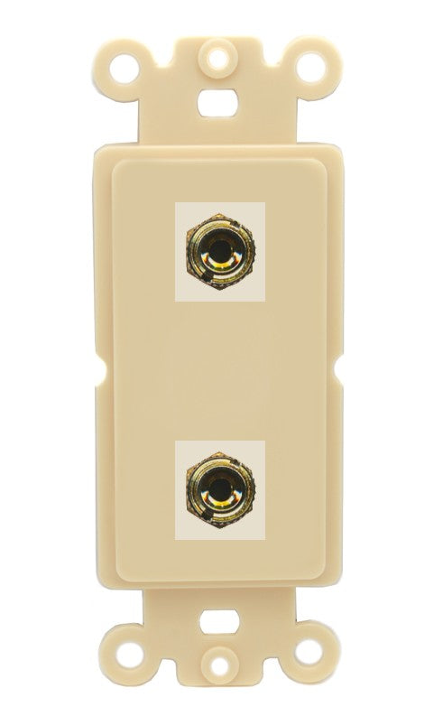 RiteAV 2 Banana 1 Speaker Surround Female Coupler Binding Post Wall Plate - Rocker [Ivory/Ivory]