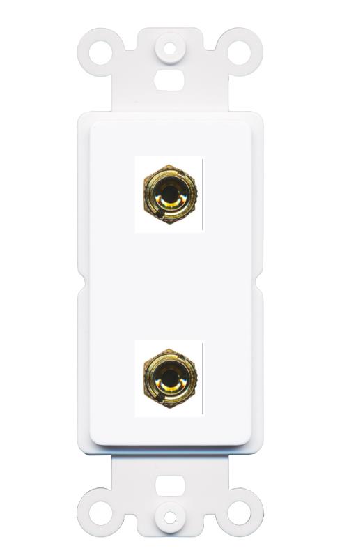 RiteAV 2 Banana 1 Speaker Surround Female Coupler Binding Post Wall Plate - Rocker [White]