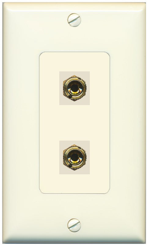 RiteAV 2 Banana 1 Speaker Surround Female Coupler Binding Post Wall Plate - 1 Gang Decorative [Light-Almond]