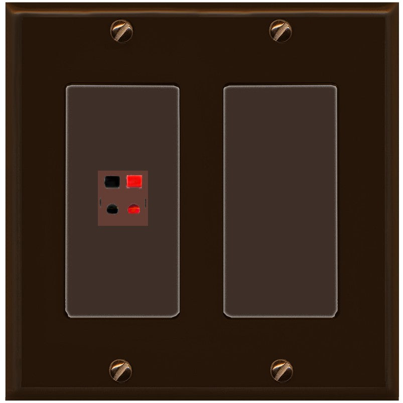 RiteAV 2 Gang 1 Port Speaker Jack Wall Plate - 2 Gang [Brown/Brown]