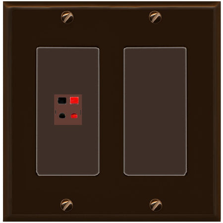 RiteAV 2 Gang 1 Port Speaker Jack Wall Plate - 2 Gang [Brown/Brown]