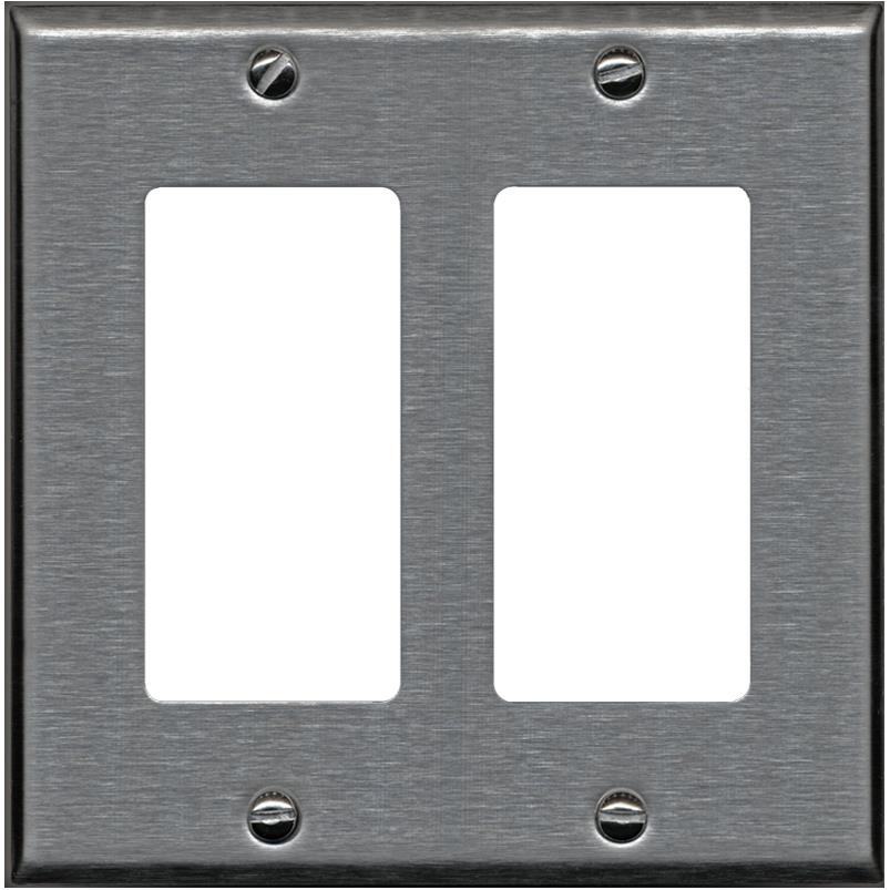 RiteAV Blank Wall Plate for Keystone Jacks - Stainless Steel 2 Gang Decorative