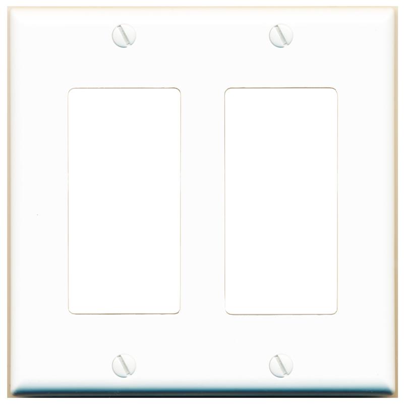 RiteAV Blank Wall Plate for Keystone Jacks - White 2 Gang Decorative