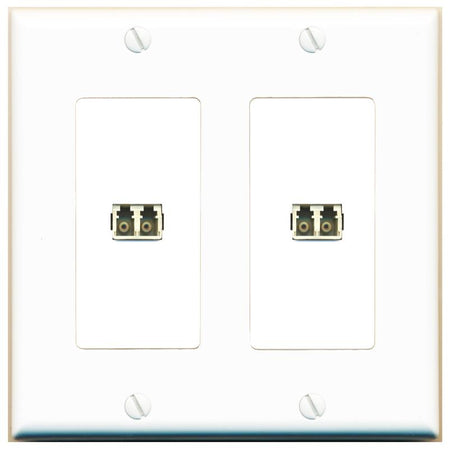 RiteAV 2 Port LC Fiber Optic Multimode Duplex Wall Plate - 2 Gang [White]