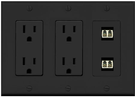 RiteAV 2 Port LC Fiber Optic Multimode Duplex Wall Plate - 2 Outlet [Black/Black]