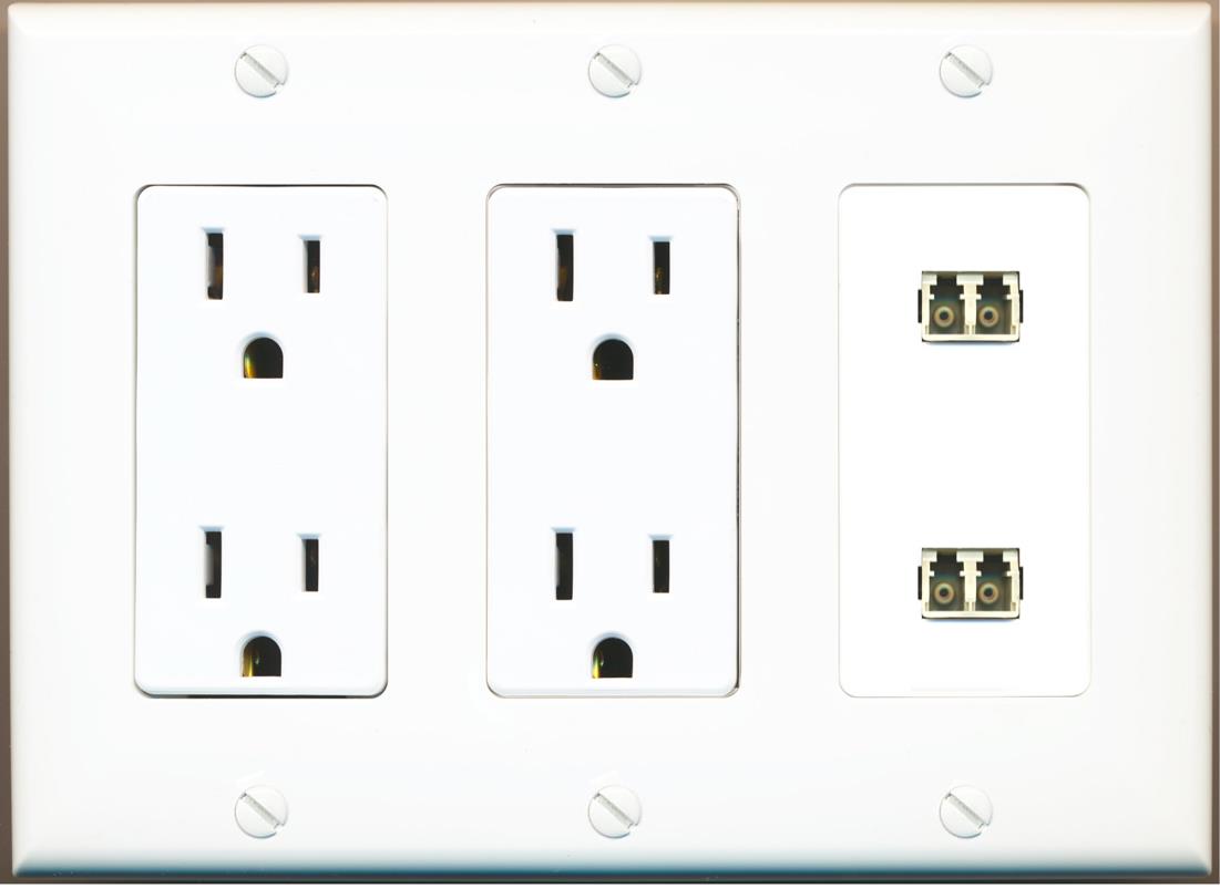 RiteAV 2 Port LC Fiber Optic Multimode Duplex Wall Plate - 2 Outlet [White]