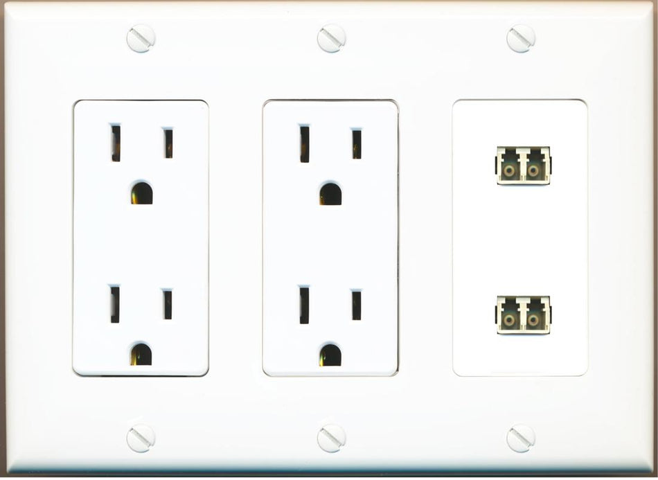RiteAV 2 Port LC Fiber Optic Multimode Duplex Wall Plate - 2 Outlet [White]