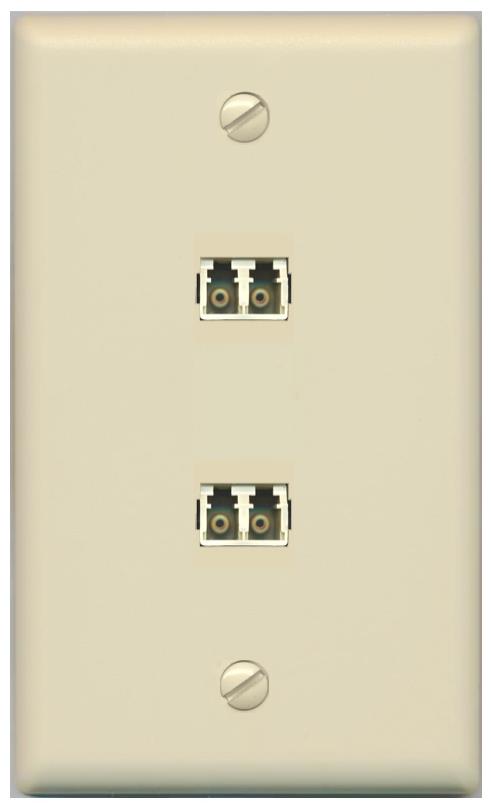 RiteAV 2 Port LC Fiber Optic Multimode Duplex Wall Plate - Flat [Ivory/Ivory]