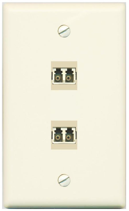 RiteAV 2 Port LC Fiber Optic Multimode Duplex Wall Plate - Flat [Light-Almond]