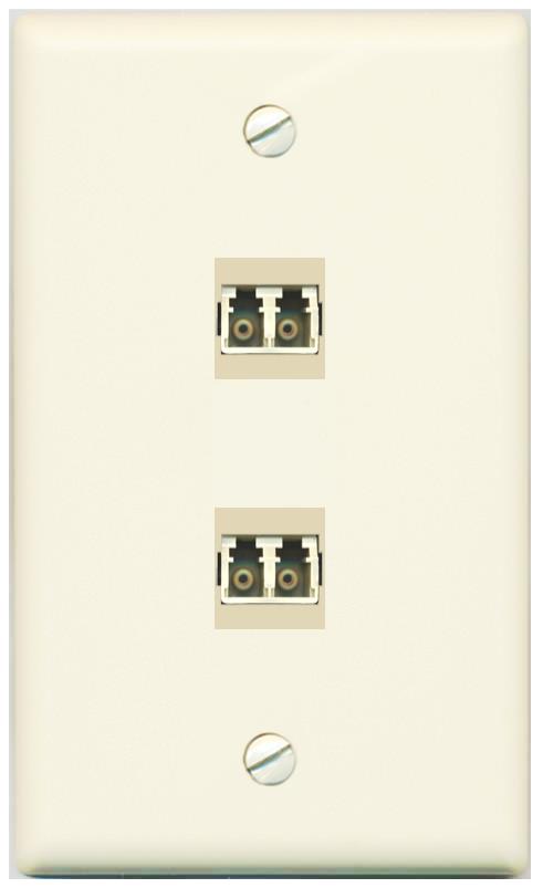 RiteAV 2 Port LC Fiber Optic Multimode Duplex Wall Plate - Flat [Light-Almond]