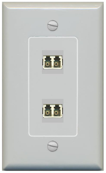 RiteAV 2 Port LC Fiber Optic Multimode Duplex Wall Plate - 1 Gang [Gray/Gray]