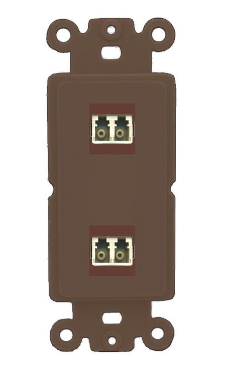 RiteAV 2 Port LC Fiber Optic Multimode Duplex Wall Plate - Rocker [Brown/Brown]