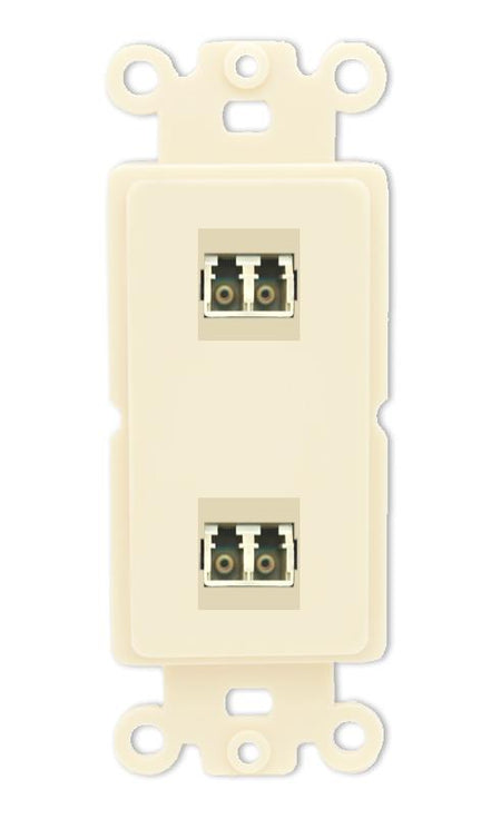 RiteAV 2 Port LC Fiber Optic Multimode Duplex Wall Plate - Rocker [Light-Almond]