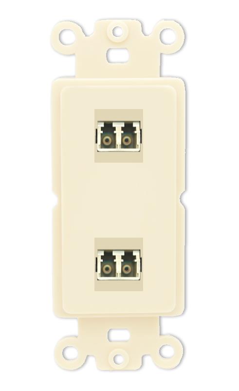 RiteAV 2 Port LC Fiber Optic Multimode Duplex Wall Plate - Rocker [Light-Almond]