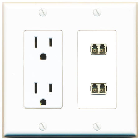 RiteAV 2 Port LC Fiber Optic Multimode Duplex Wall Plate - Outlet [White]