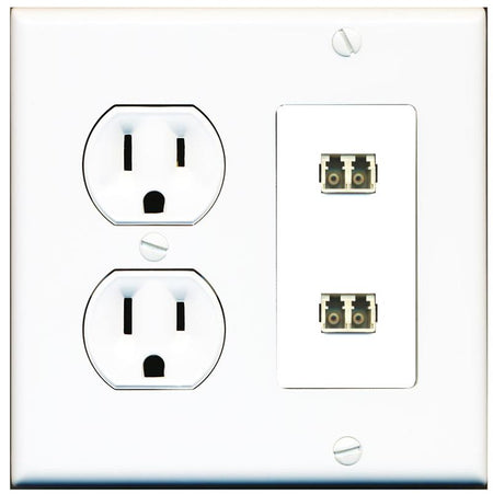 RiteAV 2 Port LC Fiber Optic Multimode Duplex Wall Plate - Round Outlet [White]
