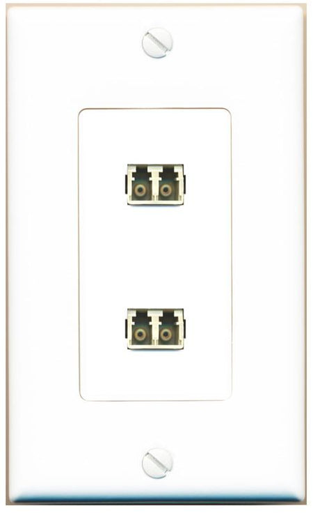 RiteAV 2 Port LC Fiber Optic Multimode Duplex Wall Plate - 1 Gang [White]