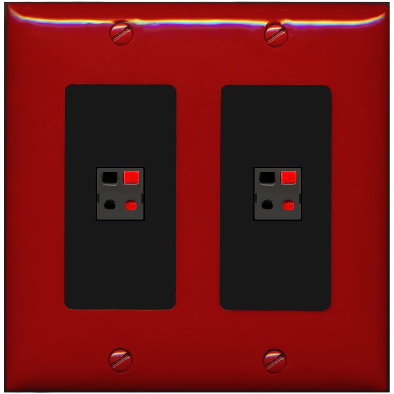 RiteAV 2 Port Speaker Wire Plug Jack Wall Plate - 2 Gang [Red/Black]