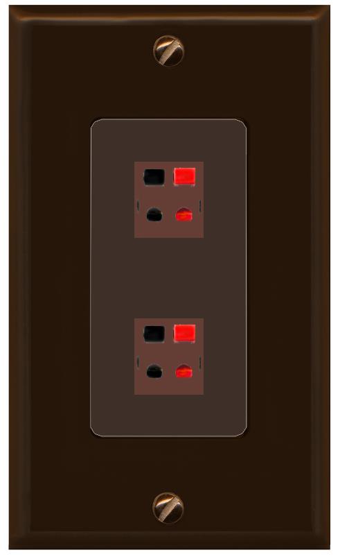 RiteAV 2 Port Speaker Wire Plug Jack Wall Plate - 1 Gang [Brown/Brown]
