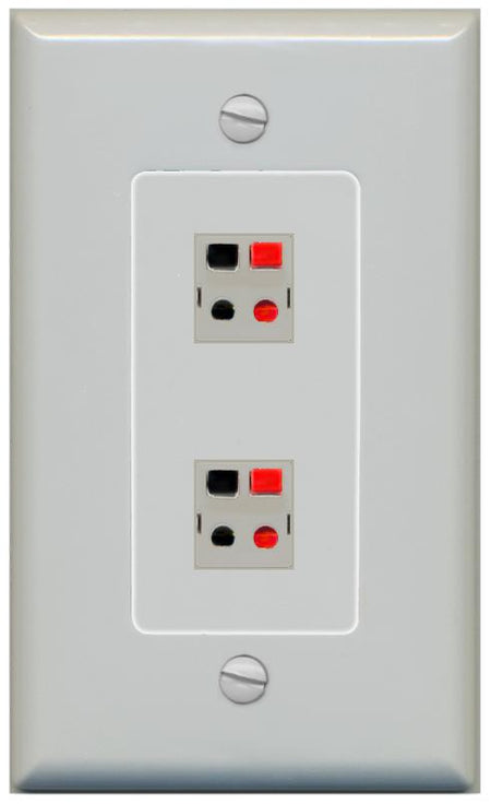 RiteAV 2 Port Speaker Wire Plug Jack Wall Plate - 1 Gang [Gray/Gray]