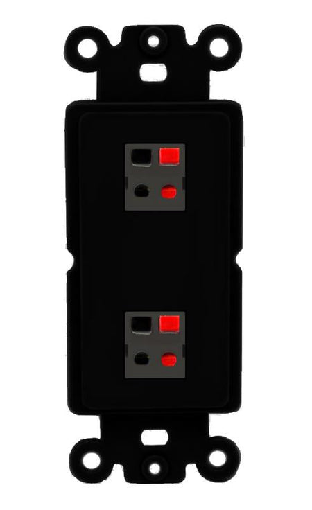 RiteAV 2 Port Speaker Wire Plug Jack Wall Plate - Rocker [Black/Black]