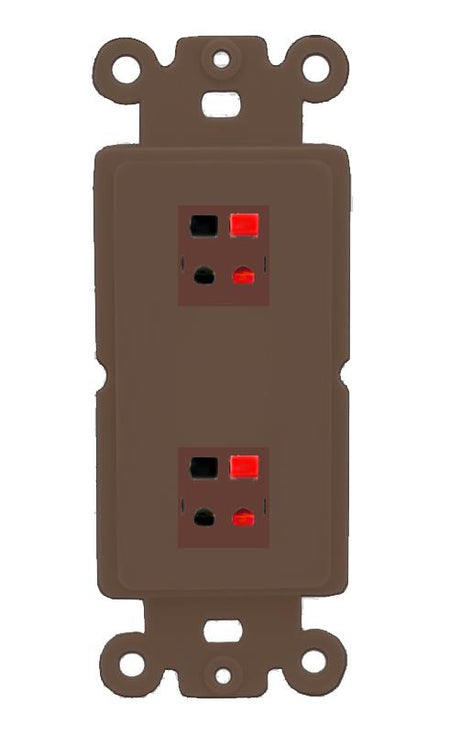 RiteAV 2 Port Speaker Wire Plug Jack Wall Plate - Rocker [Brown/Brown]