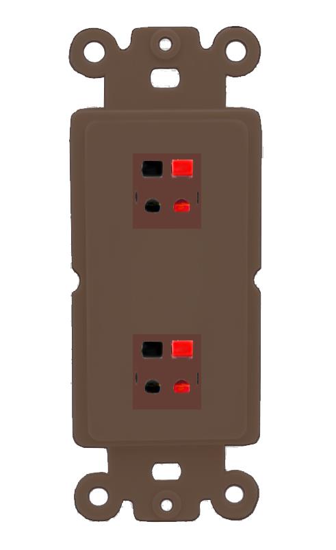 RiteAV 2 Port Speaker Wire Plug Jack Wall Plate - Rocker [Brown/Brown]