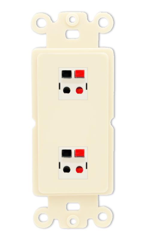 RiteAV 2 Port Speaker Wire Plug Jack Wall Plate - Rocker [Light-Almond]