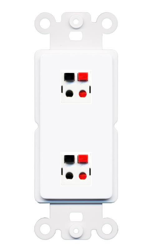 RiteAV 2 Port Speaker Wire Plug Jack Wall Plate - Rocker [White]