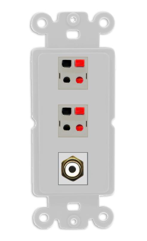 RiteAV 2 Port Speaker Wire Plug Jack Wall Plate with RCA for Subwoofer - Rocker [Gray/Gray]
