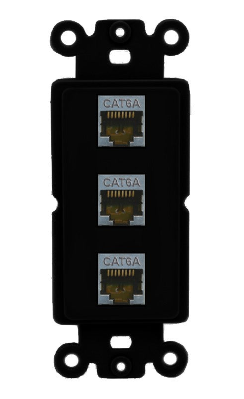 RiteAV 3 Port Cat6A Ethernet Wall Plate - Rocker [Black/Black]