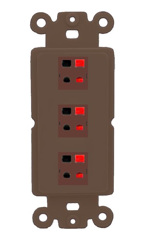 RiteAV 3 Port Speaker Wire Plug Jack Wall Plate - Rocker [Brown/Brown]