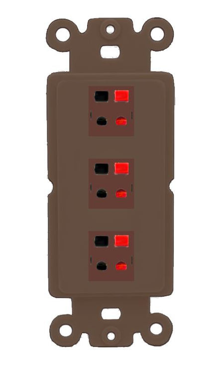 RiteAV 3 Port Speaker Wire Plug Jack Wall Plate - Rocker [Brown/Brown]