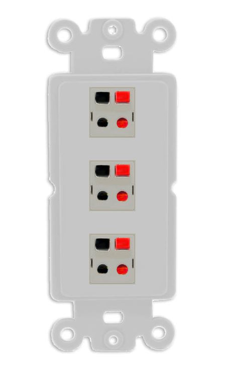 RiteAV 3 Port Speaker Wire Plug Jack Wall Plate - Rocker [Gray/Gray]